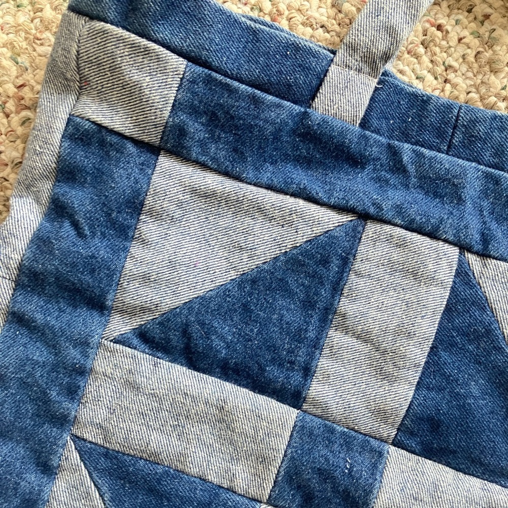 Tote bag denim quilted patchwork upcycled handmade - Picture 12 of 12